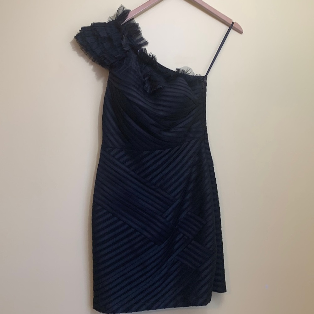 Gracia Wednesday Black Bandage Style Tulle One Shoulder Cocktail Formal Dress L